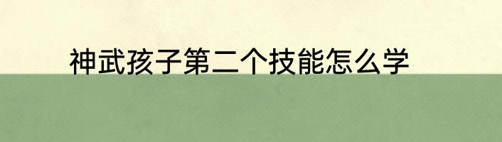 神武孩子第二个技能怎么学