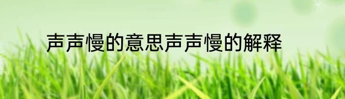 声声慢的意思声声慢的解释