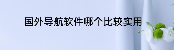 国外导航软件哪个比较实用