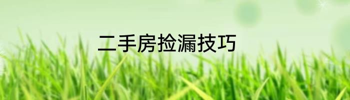 二手房捡漏技巧