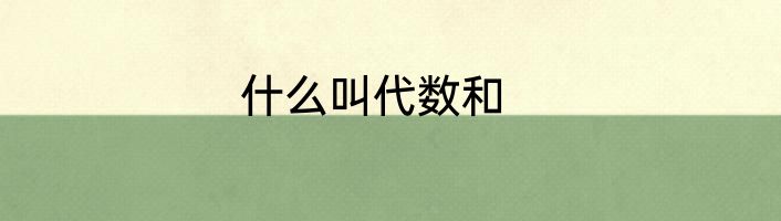 什么叫代数和
