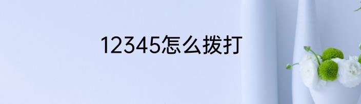 12345怎么拨打