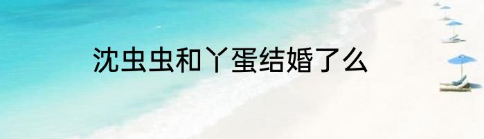 沈虫虫和丫蛋结婚了么