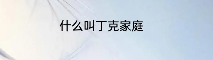 什么叫丁克家庭