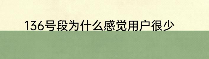 136号段为什么感觉用户很少