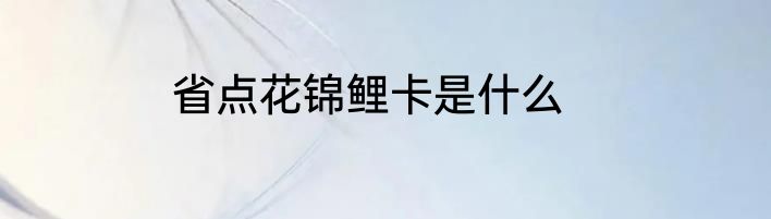 省点花锦鲤卡是什么