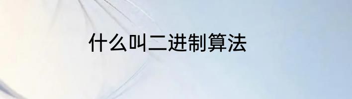 什么叫二进制算法