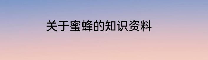 关于蜜蜂的知识资料