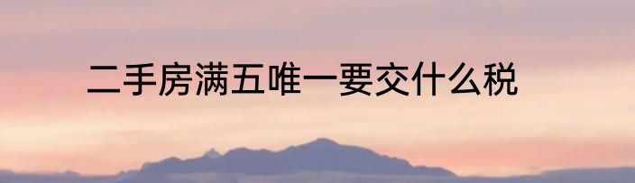 二手房满五唯一要交什么税