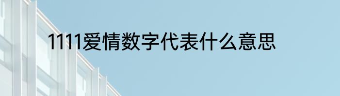 1111爱情数字代表什么意思