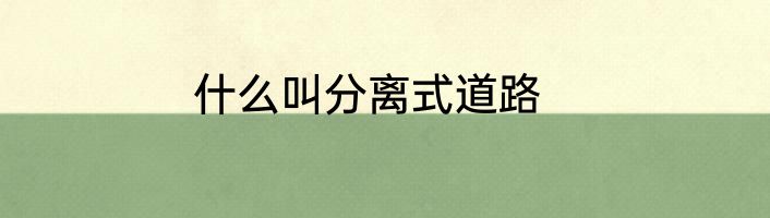 什么叫分离式道路