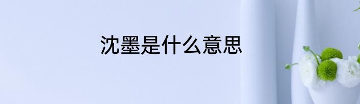 沈墨是什么意思