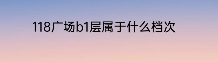 118广场b1层属于什么档次