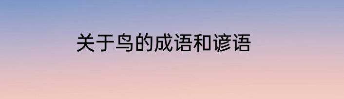 关于鸟的成语和谚语
