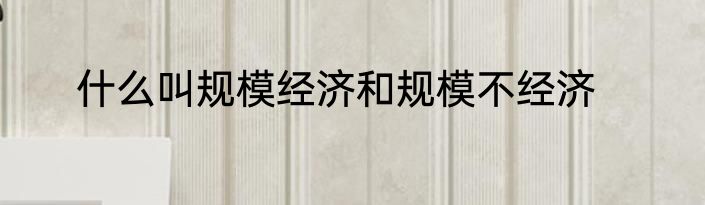 什么叫规模经济和规模不经济