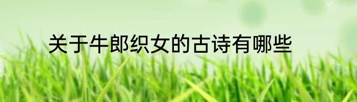 关于牛郎织女的古诗有哪些