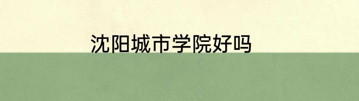沈阳城市学院好吗