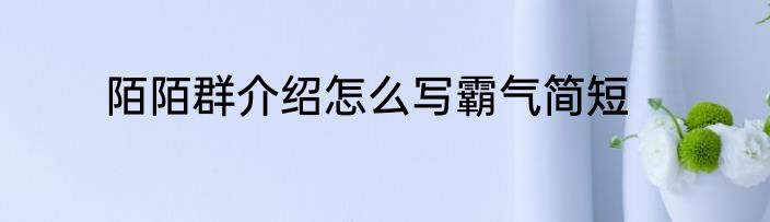 陌陌群介绍怎么写霸气简短