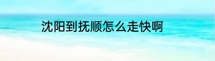 沈阳到抚顺怎么走快啊