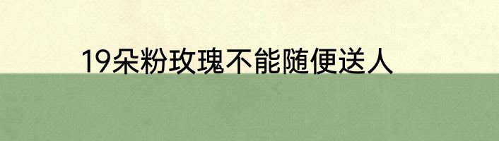 19朵粉玫瑰不能随便送人