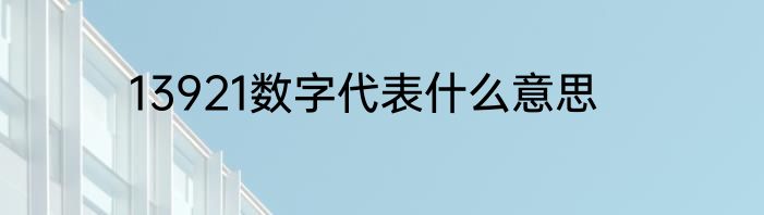 13921数字代表什么意思
