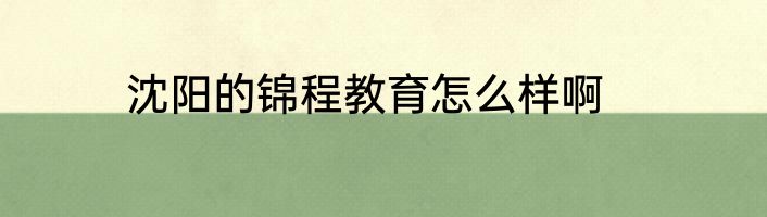 沈阳的锦程教育怎么样啊