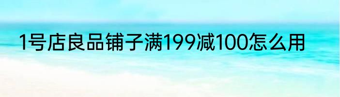 1号店良品铺子满199减100怎么用