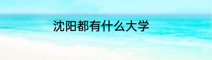 沈阳都有什么大学