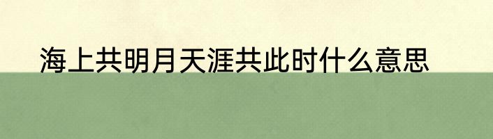 海上共明月天涯共此时什么意思