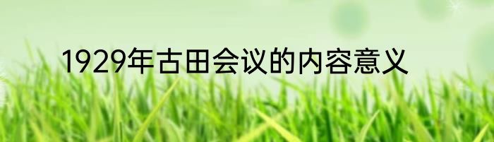 1929年古田会议的内容意义