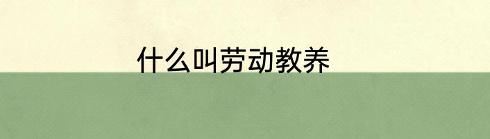 什么叫劳动教养