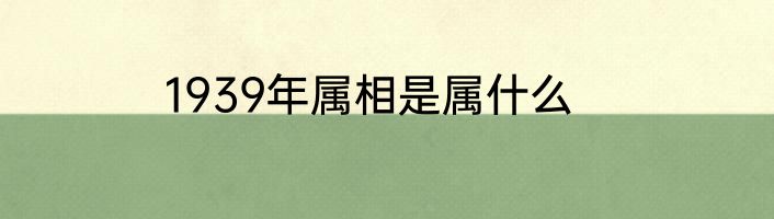 1939年属相是属什么