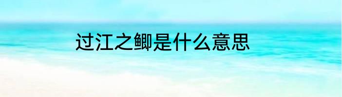 过江之鲫是什么意思
