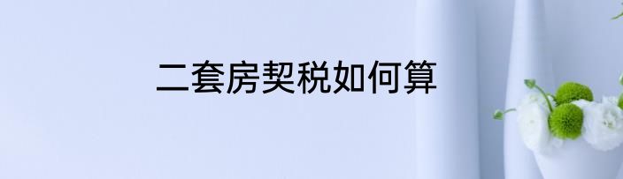 二套房契税如何算