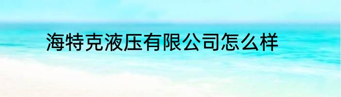 海特克液压有限公司怎么样