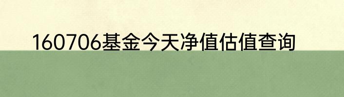 160706基金今天净值估值查询