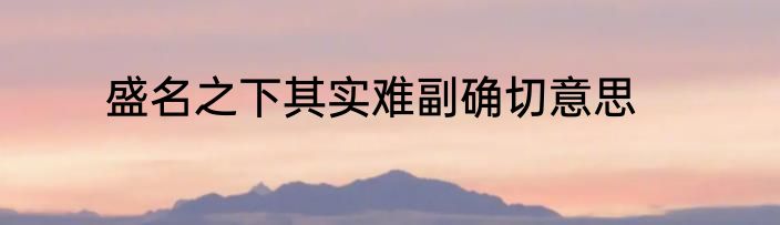 盛名之下其实难副确切意思