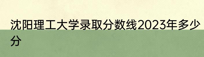 沈阳理工大学录取分数线2023年多少分