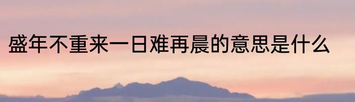 盛年不重来一日难再晨的意思是什么