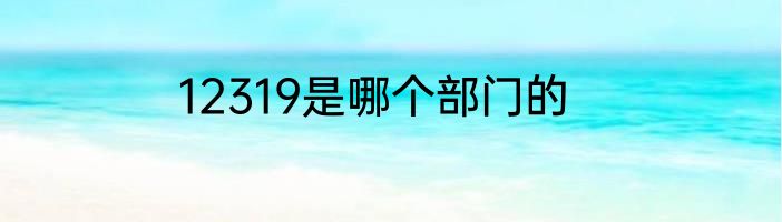 12319是哪个部门的