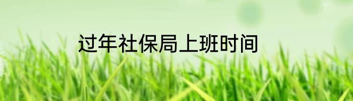 过年社保局上班时间