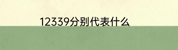 12339分别代表什么
