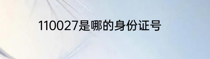 110027是哪的身份证号
