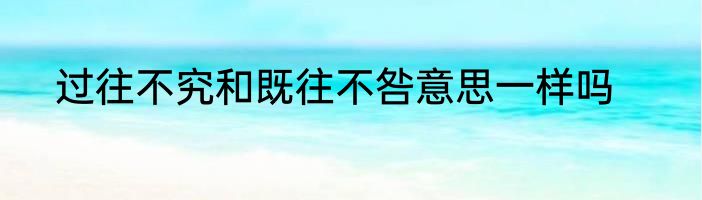 过往不究和既往不咎意思一样吗