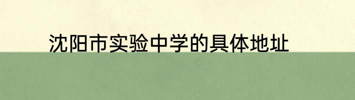 沈阳市实验中学的具体地址
