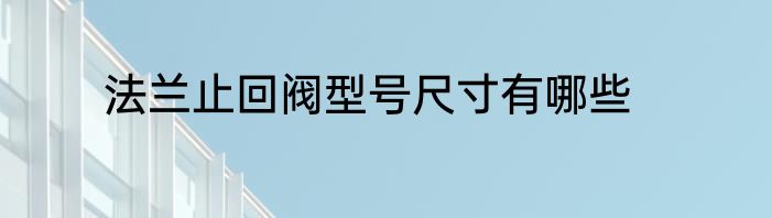 法兰止回阀型号尺寸有哪些