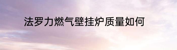 法罗力燃气壁挂炉质量如何