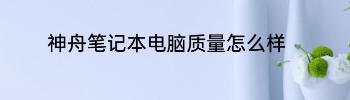 神舟笔记本电脑质量怎么样