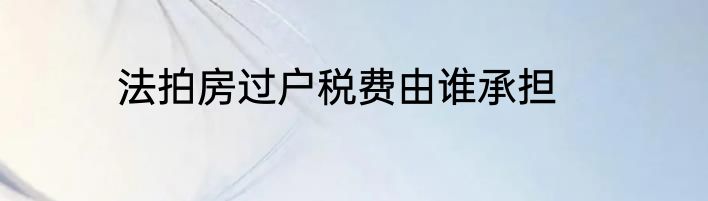 法拍房过户税费由谁承担