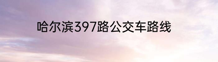 哈尔滨397路公交车路线